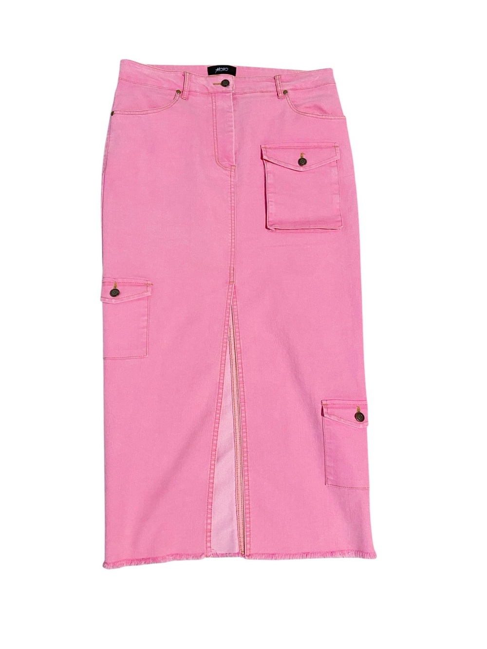 Motto Pink Denim Stretchy Cargo Pocket Midi Skirt US Size 10